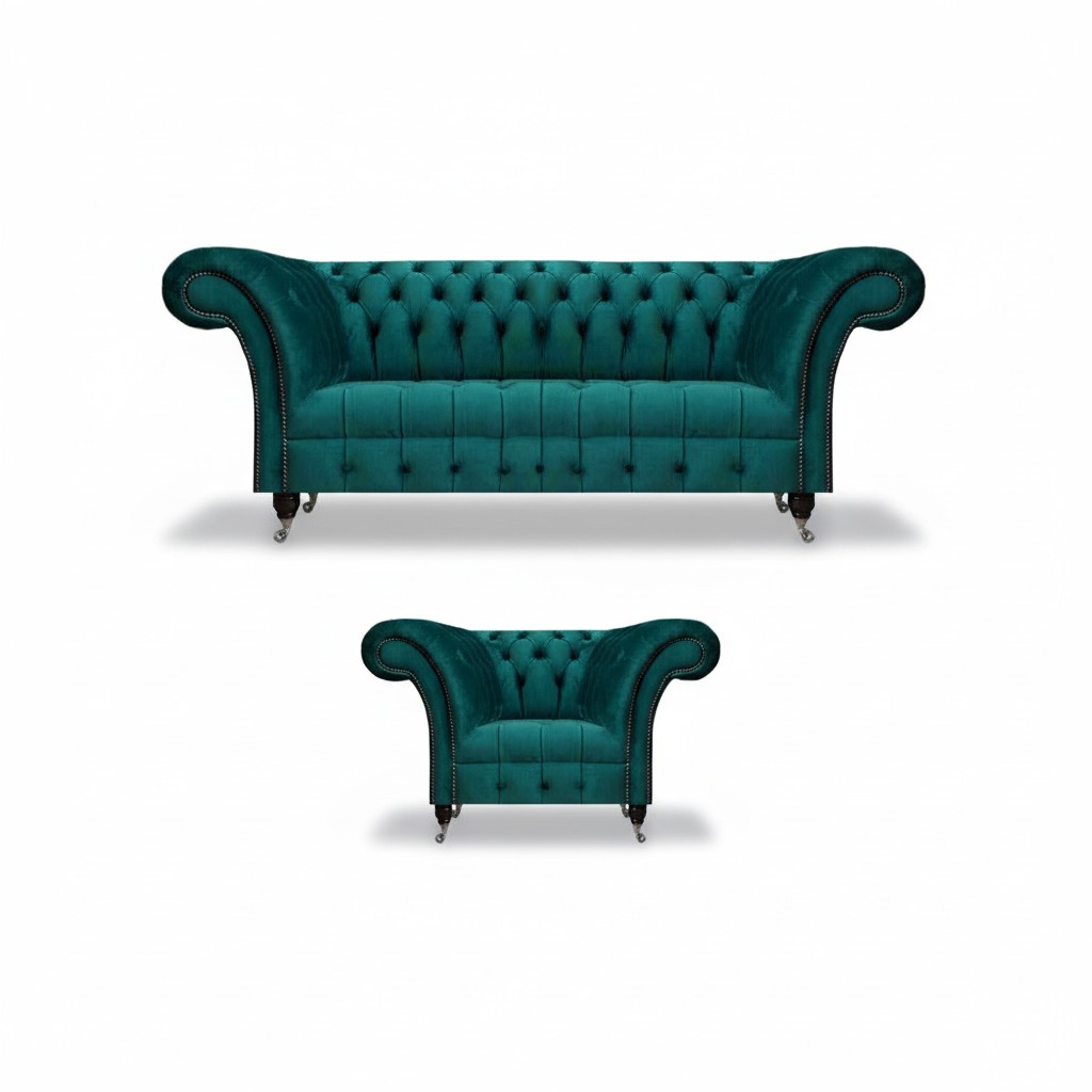 Wohnzimmer Sofa Couch Dreisitze Modern Couchgarnitur Sessel Chesterfield