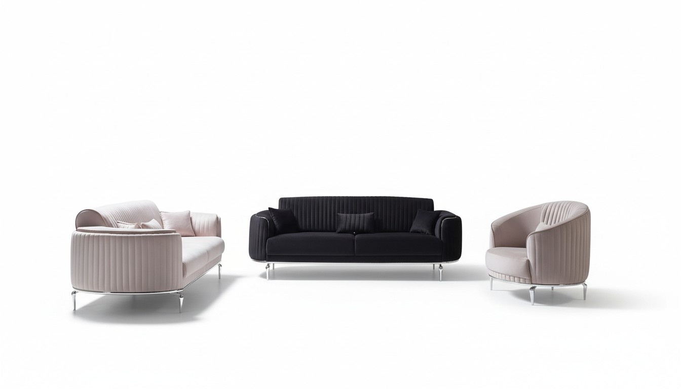 Wohnzimmer Sofagarnitur Couch Polster Möbel 331 Set Textil Stoff Luxus