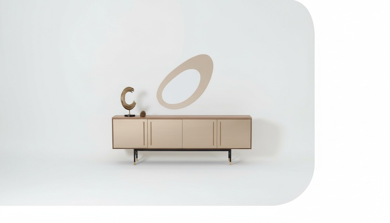 Wohnzimmer Spiegel Anrichte Schrank Edle Design Holz 2tlg. Luxus