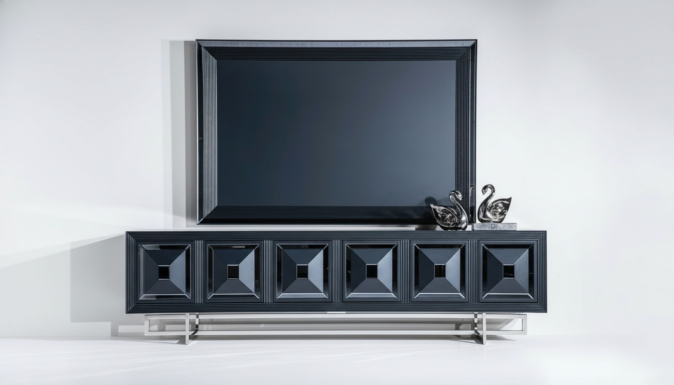 Wohnzimmer TV schrank tv fernseher stander schrank lowboard neu Schwarz