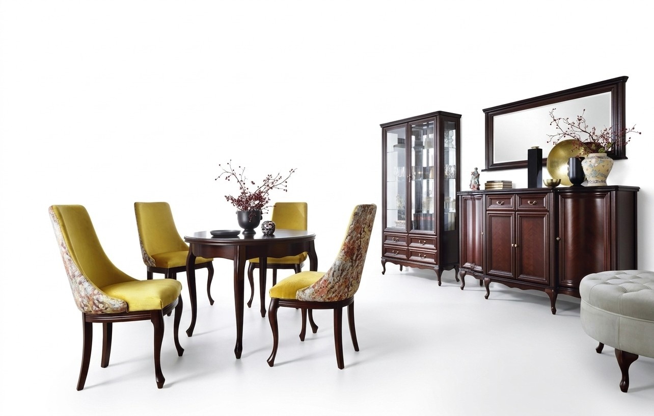 Wohnzimmer Vitrine Schrank Kommode Spiegel klassisches Set 3tlg Holz