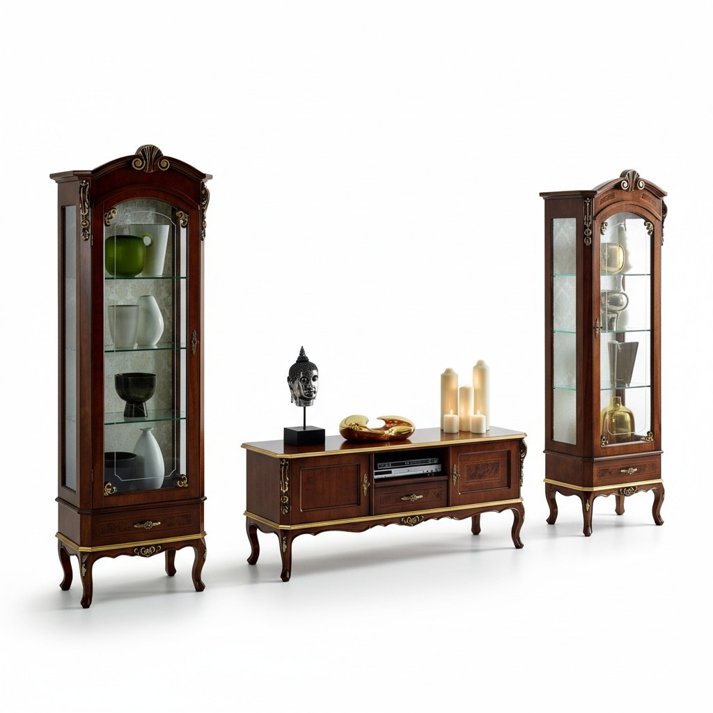 Wohnzimmer Wand Schrank Vitrine rtv sideboard echtes holz schränke italien möbel