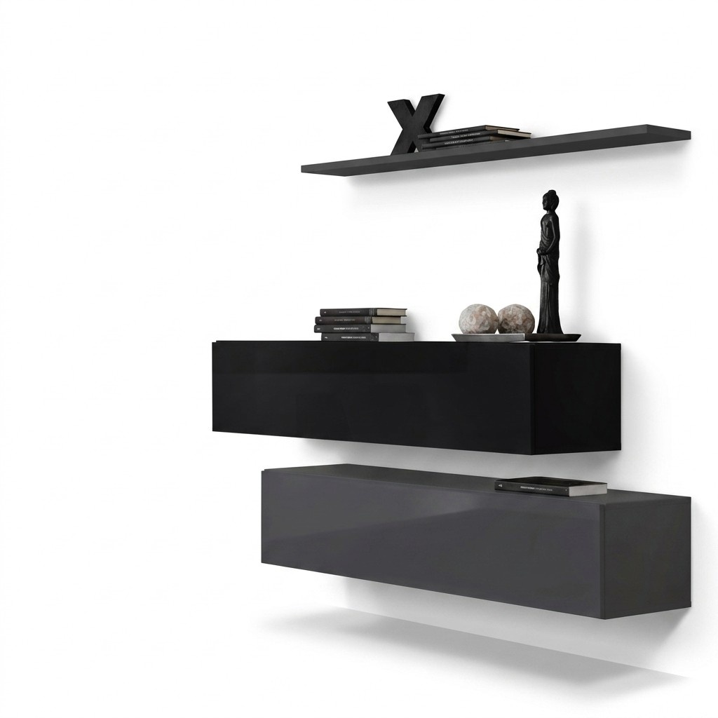 Wohnzimmer Wandregal Sideboard Wohnwände Wandschrank Komplett Set 3tlg. Neu