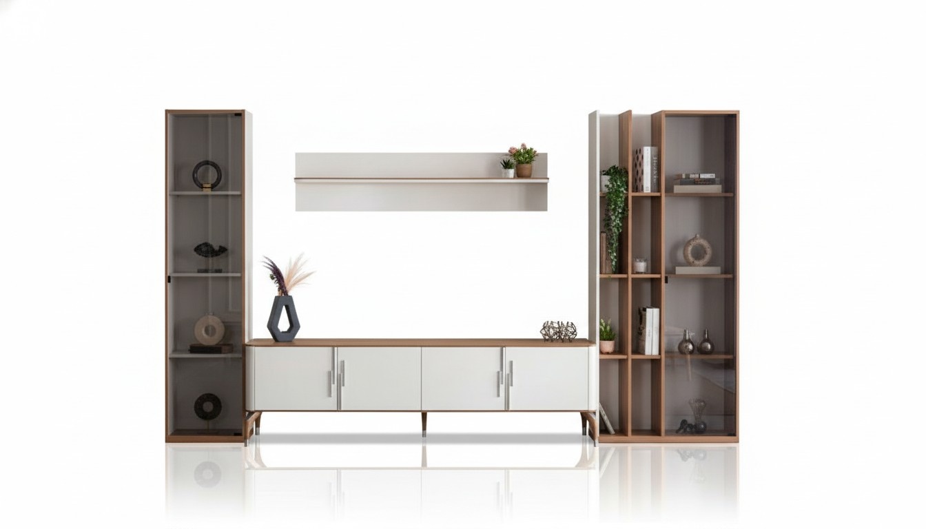 Wohnzimmer Wohnwand TV-Ständer Regal Luxus Design Set 4 tlg Modern Möbel Neu