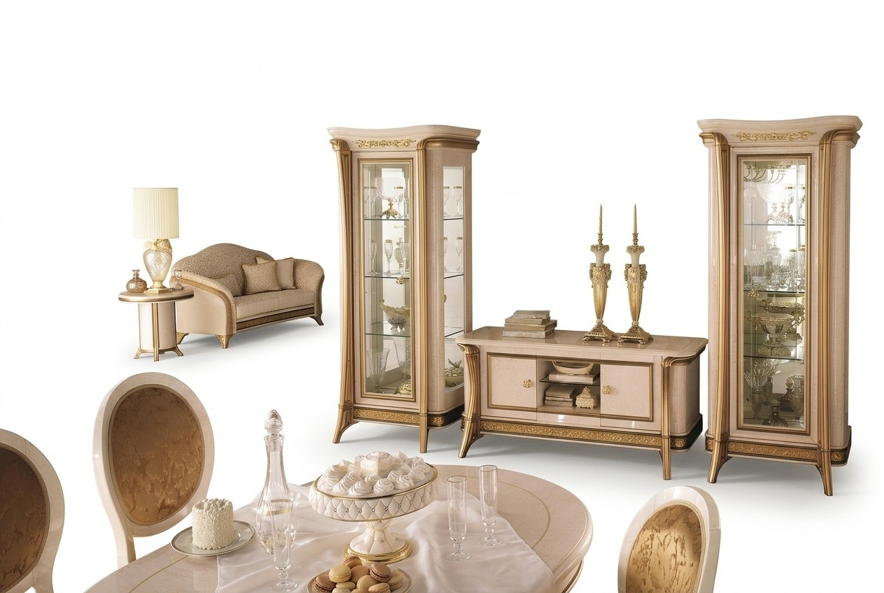 Wohnzimmermöbel Set Wohnzimmer Sideboard 2x Vitrine 3tlg. Wohnwand arredoclassic