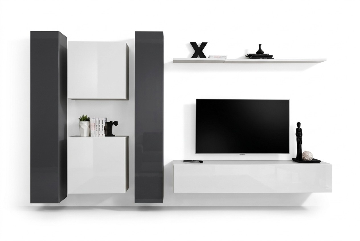 Wohnzimmermöbel Weiß Wohnwand Designer Möbel Komplette Set 6tlg Neu