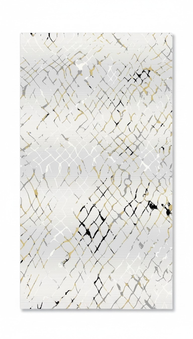 Wohnzimmerteppich Bodenbelag Kunstteppich Teppich Weiß Gold Kurzflor Teppiche