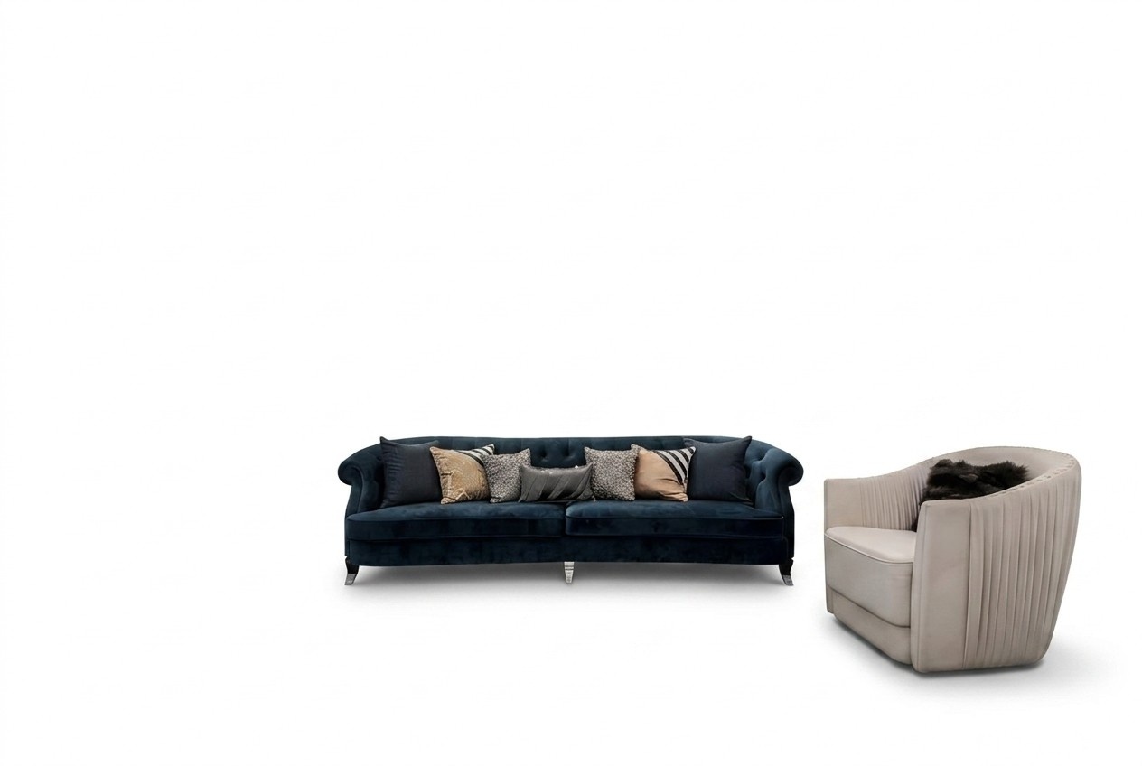 XXL Big Sofa Couch Polster Garnitur 4+1 Sitzer Chesterfield Textil Sofas