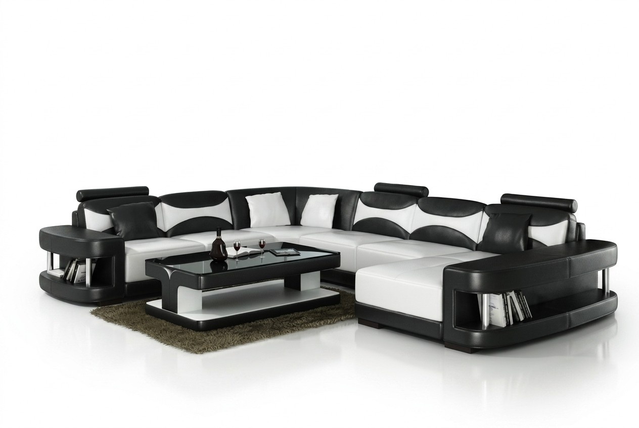 xxl big Wohnlandschaft U Form Ecksofa Sofa Couch Polster Garnitur Leder