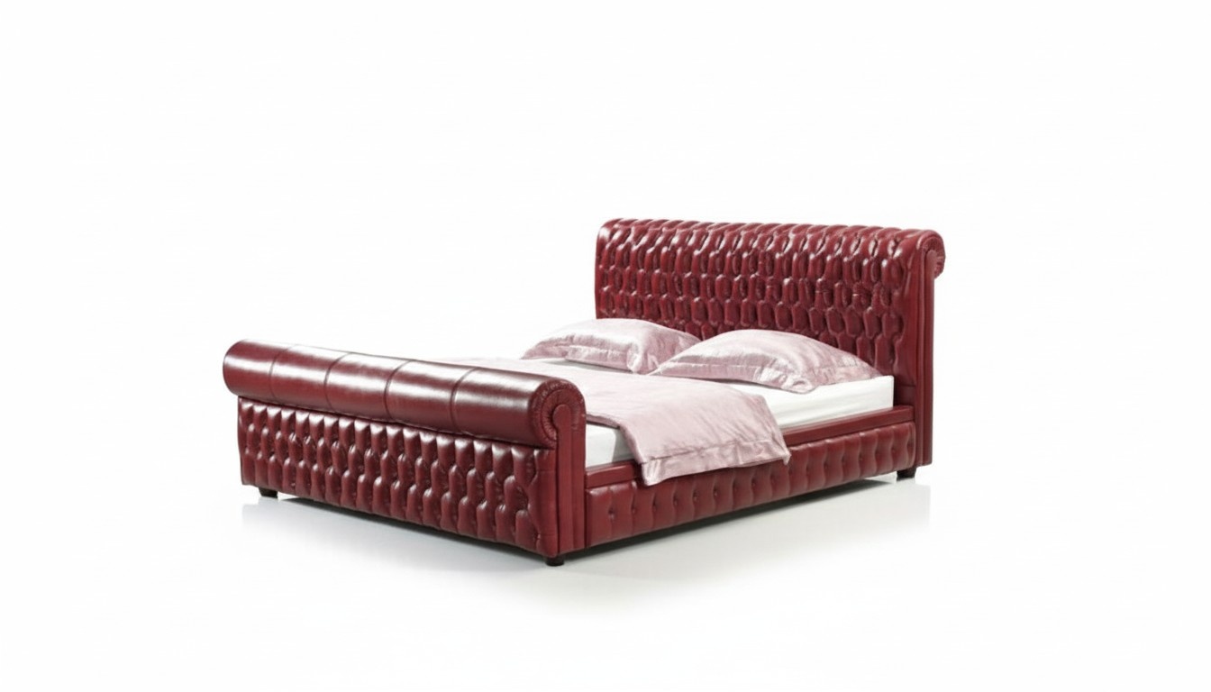 XXL Chesterfield Lederbett Bett Betten Leder Leder Polster Ehe Designer Neu 4777