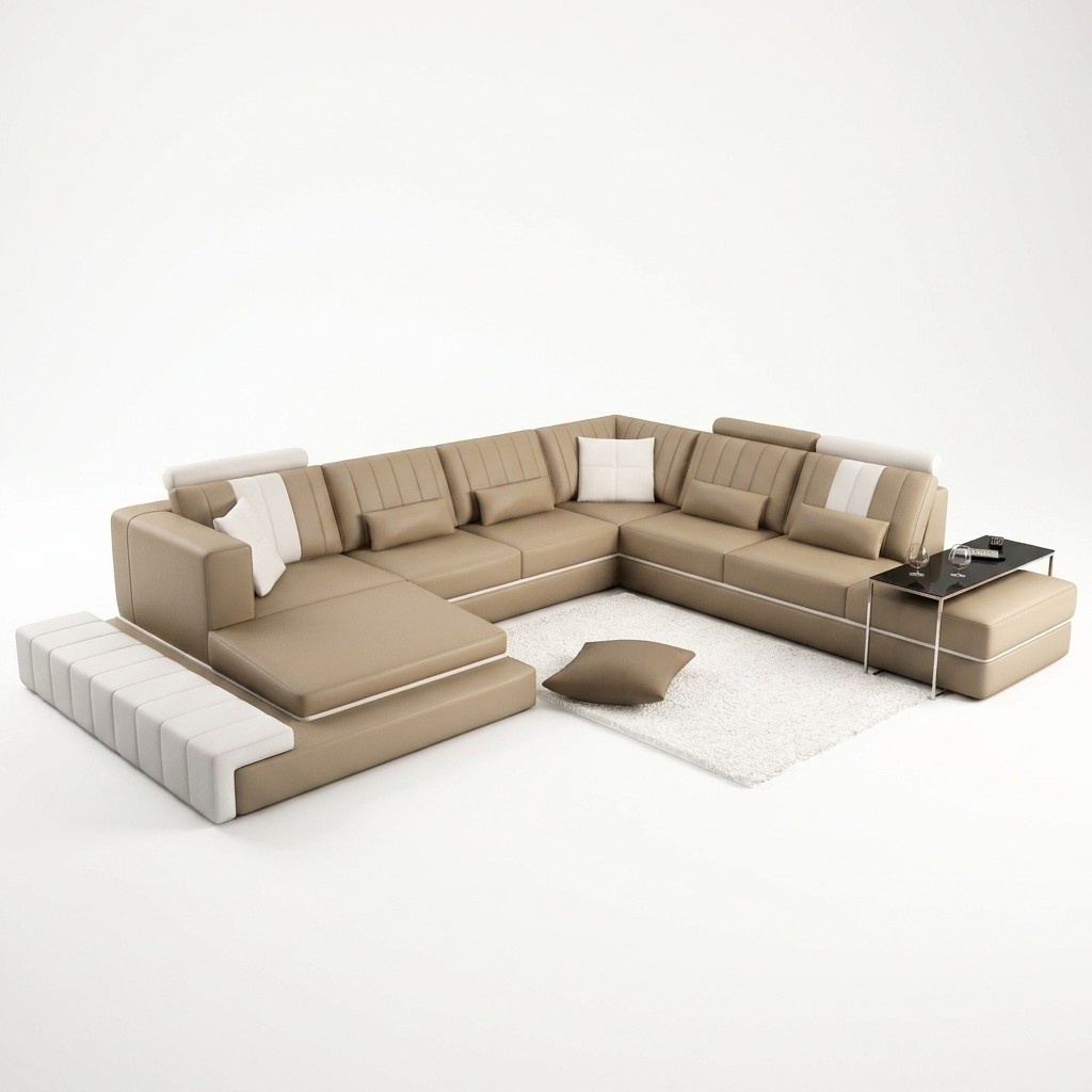 XXL Design Polster Garnitur Ledersofa Couch U-Form Modern Sofa