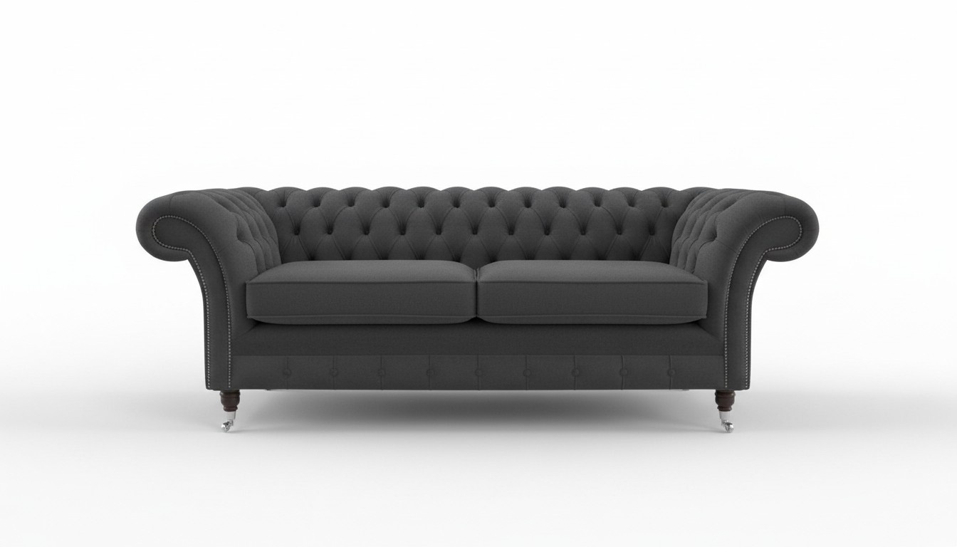 XXL Sofa 3 Sitzer Sitz Couch Chesterfield Polster Garnitur Leder Textil Grau