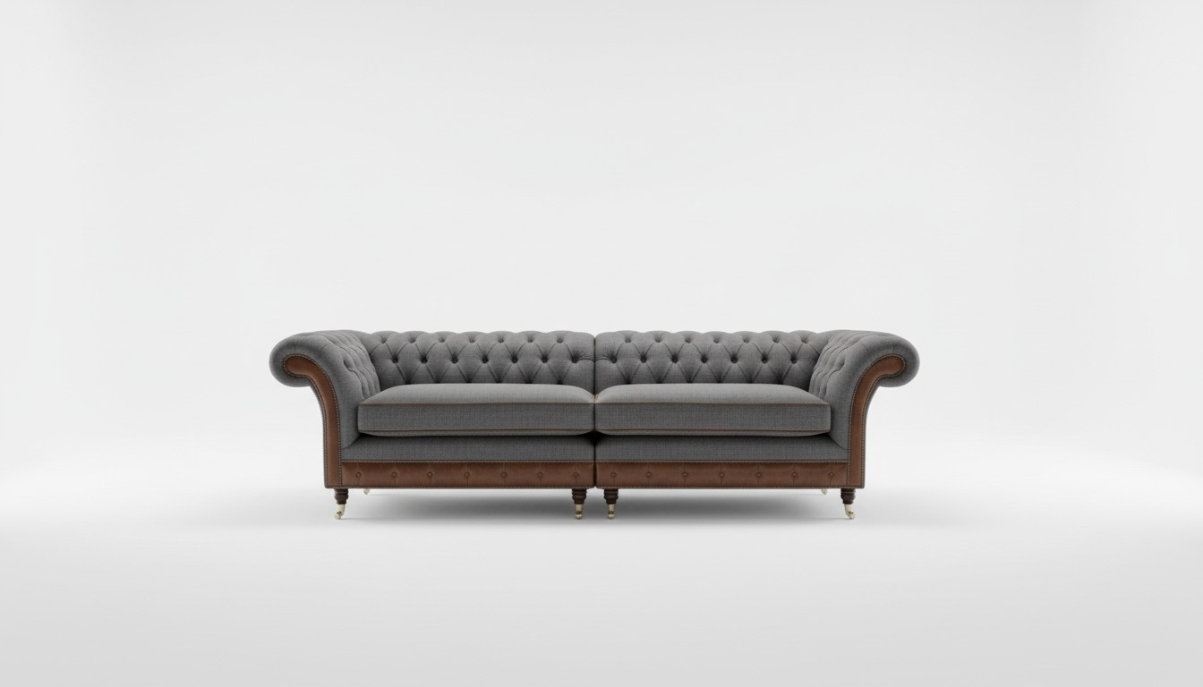 XXL Sofa 4 Sitzer Couch Schwarz Chesterfield Polster Sitz Garnitur