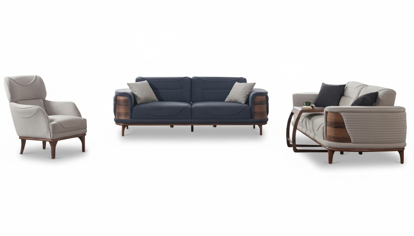 Zwei vielseitige Sofas komplett mit Weiß Sessel luxuriöse gepolsterte