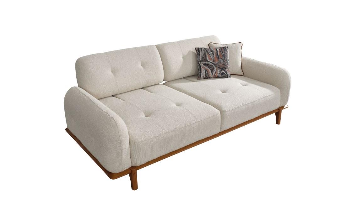 Dreisitzer Couch Beige Sofa 3 Sitzer Polstersofa Stoffsofa Moderne