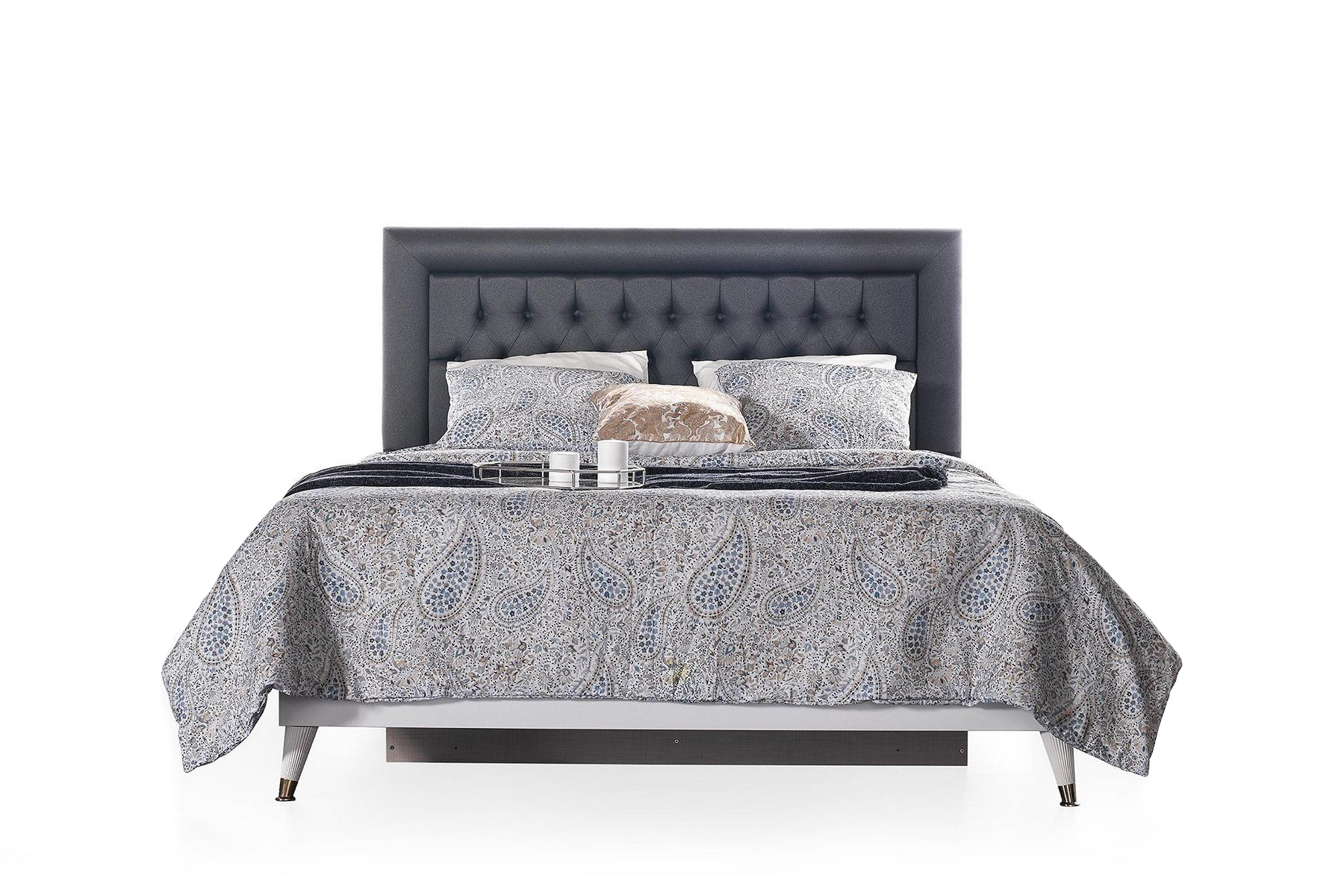 Chesterfield Doppelbett Bett mit Bettkasten Bettrahmen Grau Polster