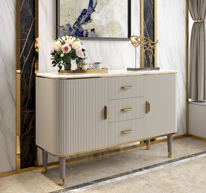 Design Möbel Luxus Kommoden Sideboard Wohnzimmer Moderne Grau Holz Neu