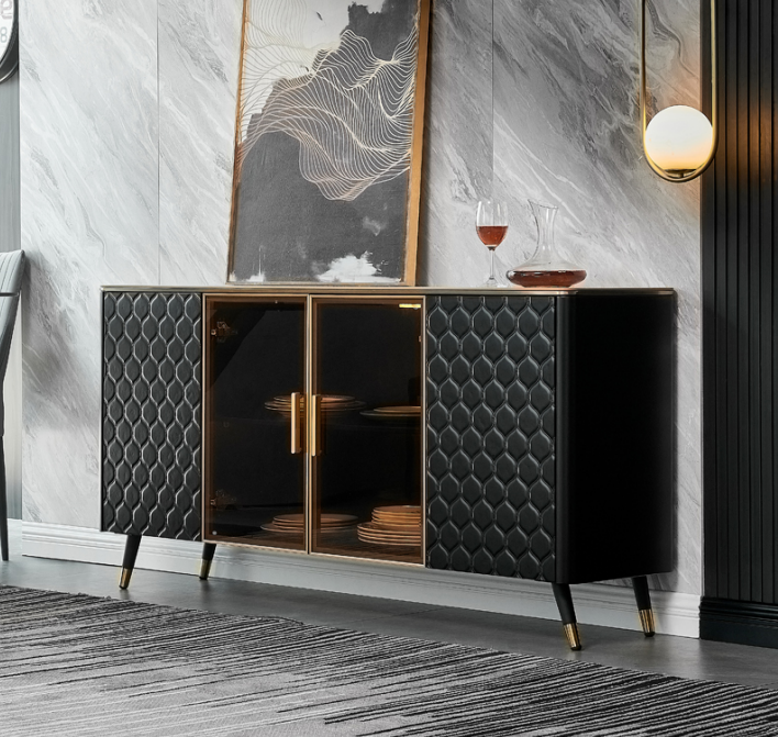 Schwarz Kommode Sideboard Schrank Anrichte Kommoden Schränke 160cm Möbel