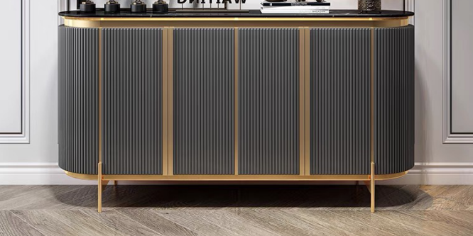 Anrichte Sideboard Luxus Designer Holz Regal Schrank Möbel Grau Kommode