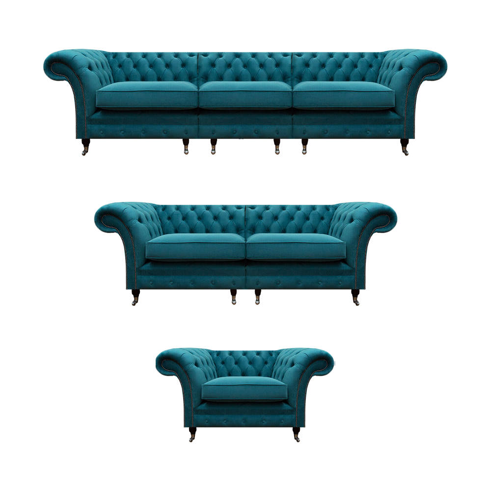 Luxus Set 3tlg Sofas Polstermöbel Sessel Couch Wohnzimmer Chesterfield