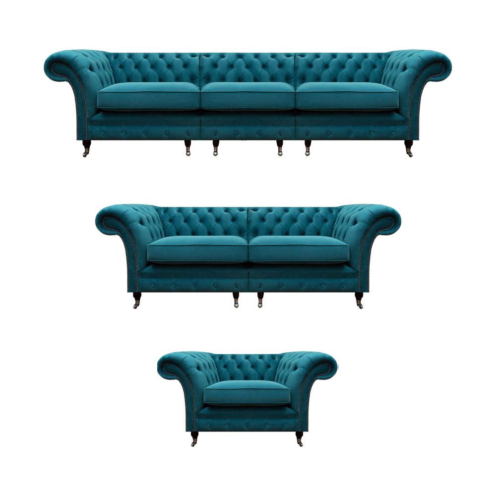Luxus Set 3tlg Sofas Polstermöbel Sessel Couch Wohnzimmer Chesterfield