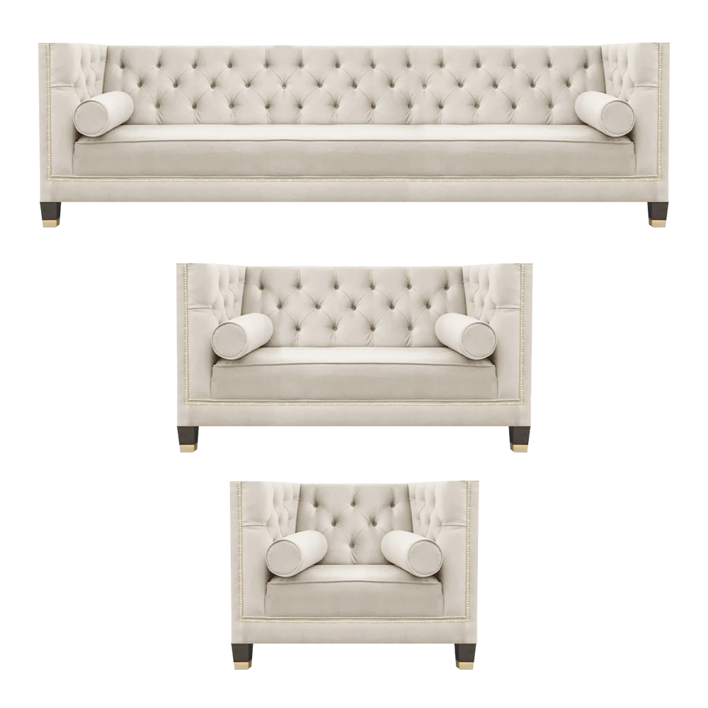 Polster Wohnzimmer Garnitur Designer Sofagarnitur Luxus Textil Sessel Neu