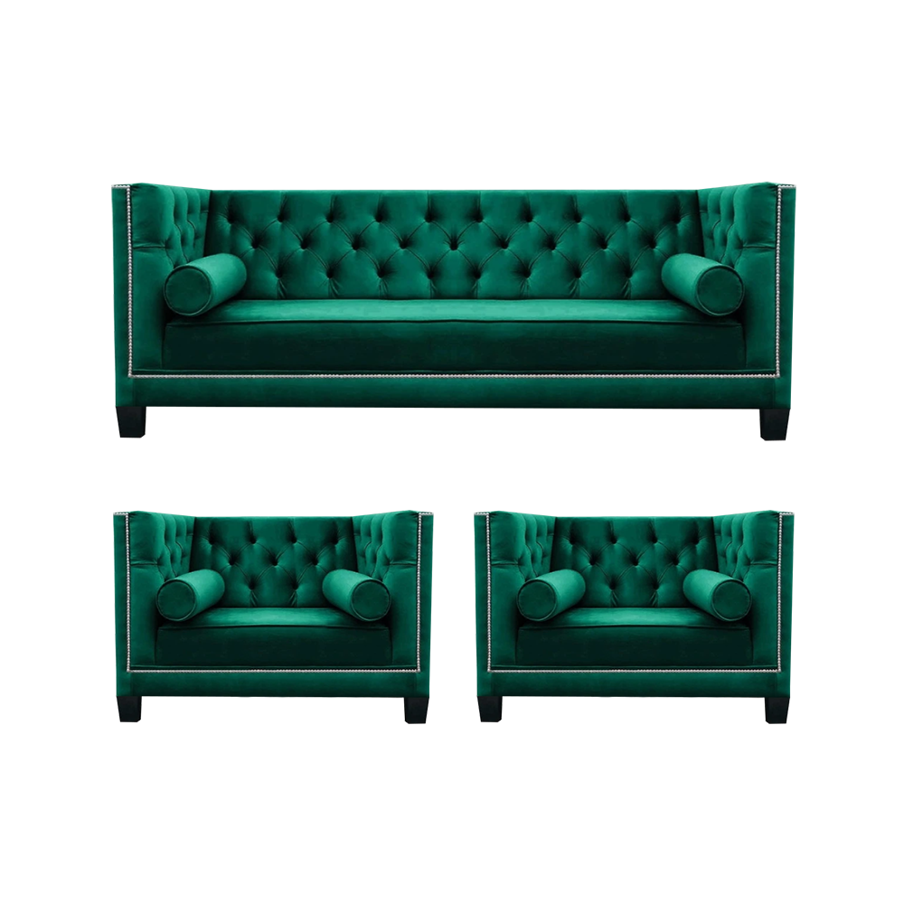 Chesterfield Design Luxus Polster Sofas Couch Sitz Garnitur Sessel 3+1+1