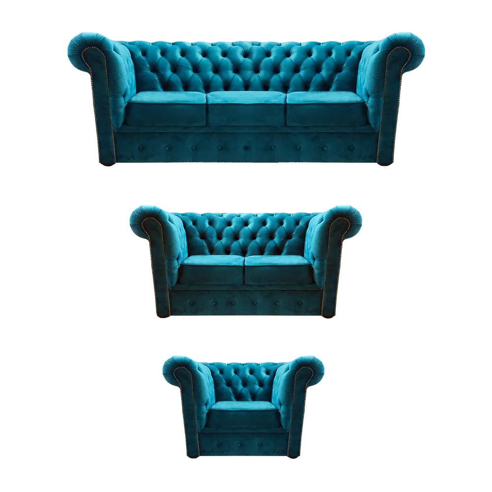 Sofagarnitur Modern Textil Sessel 2x Sofas Chesterfield Wohnzimmer 3+2+1