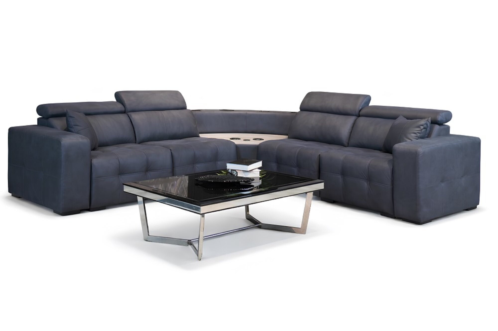Ecksofa L form Ledersofa Großes Sofa Grau Couch Wohnzimmer Design Sofort