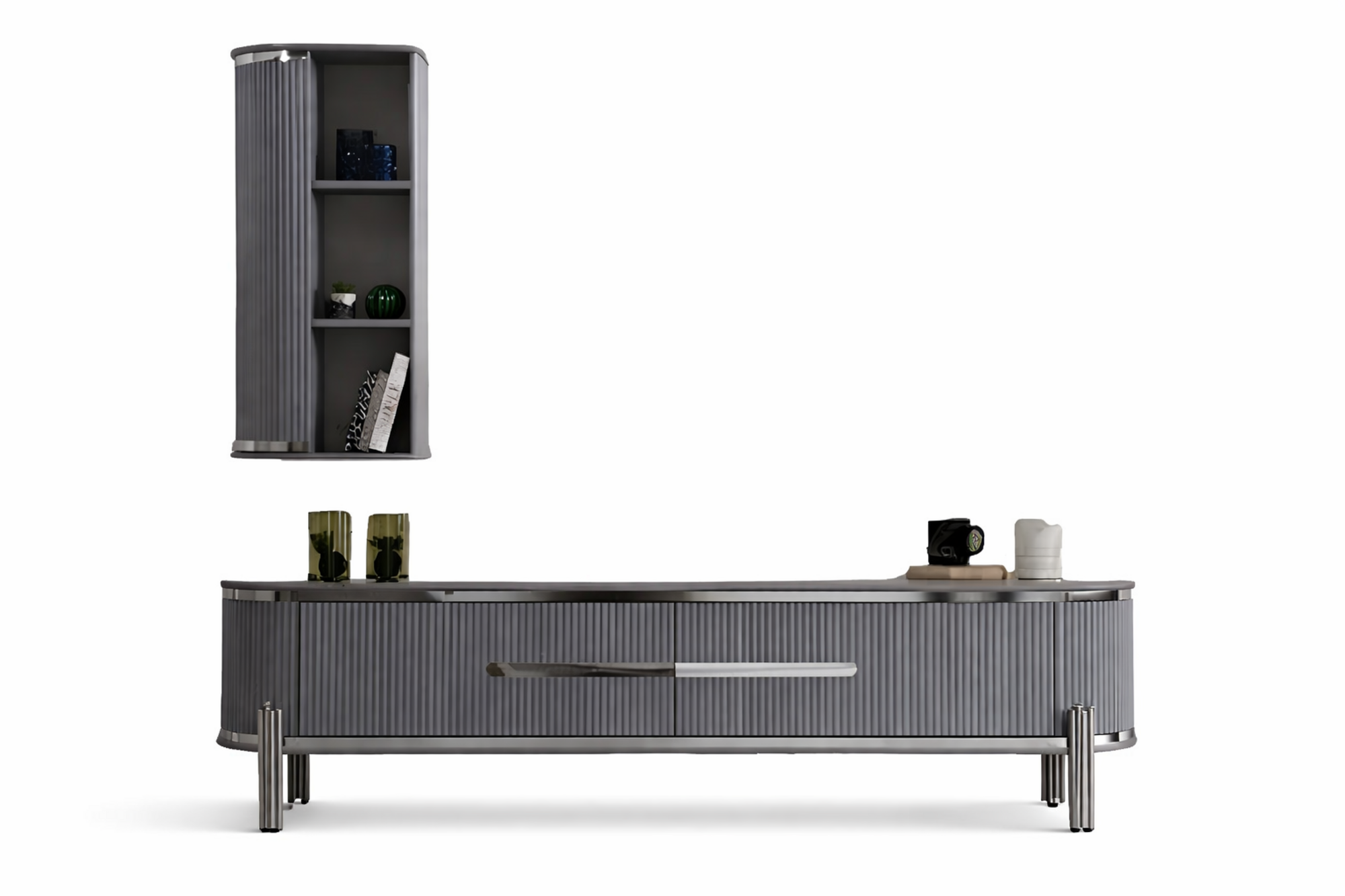 TV Ständer RTV Lowboard Regale Sideboard Tisch Modern Grau Sofort