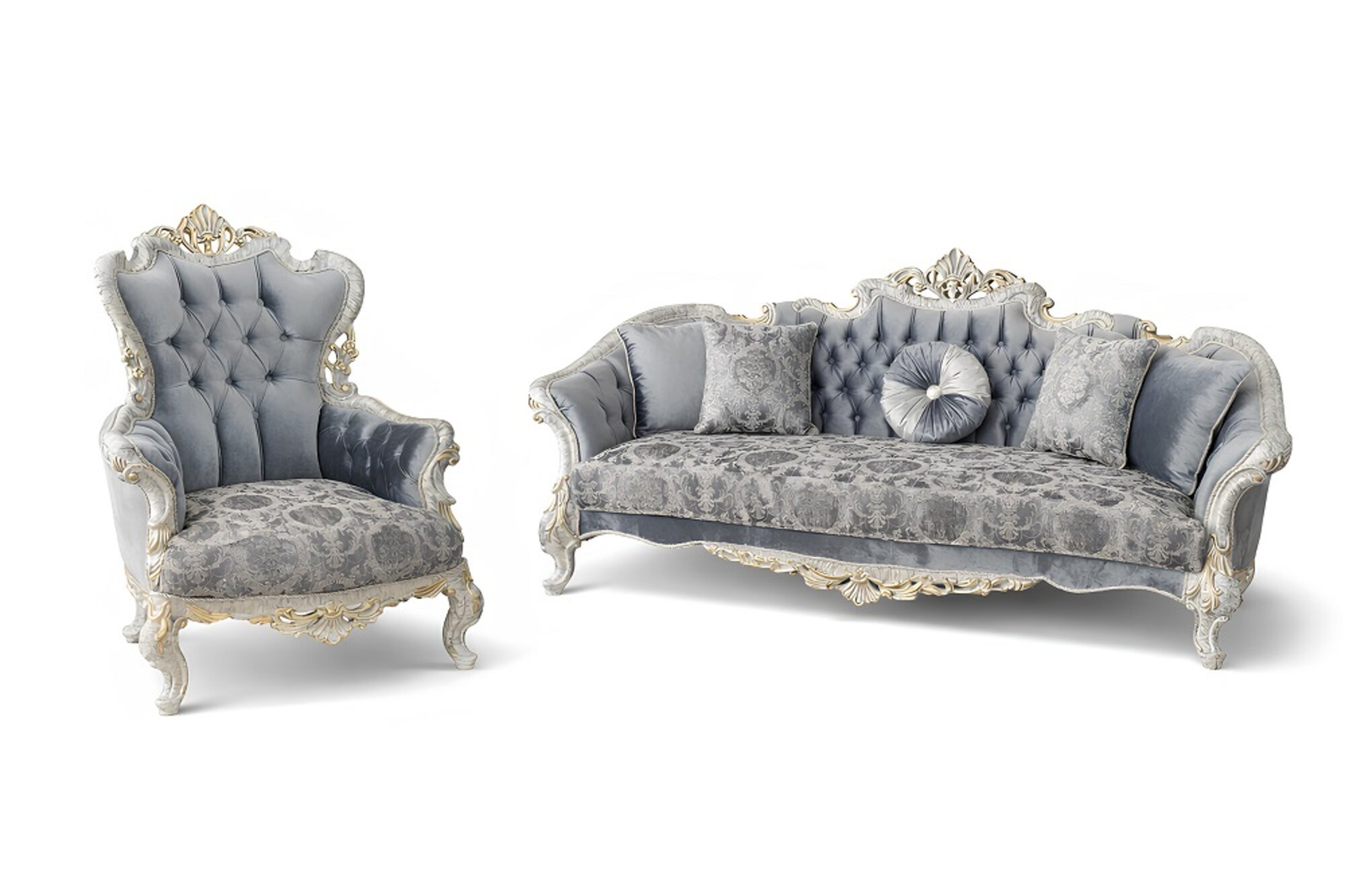 Klassische Chesterfield Barock Couch Wohnzimmer Möbel Komplett Set 3+1 Sitzer Sofort
