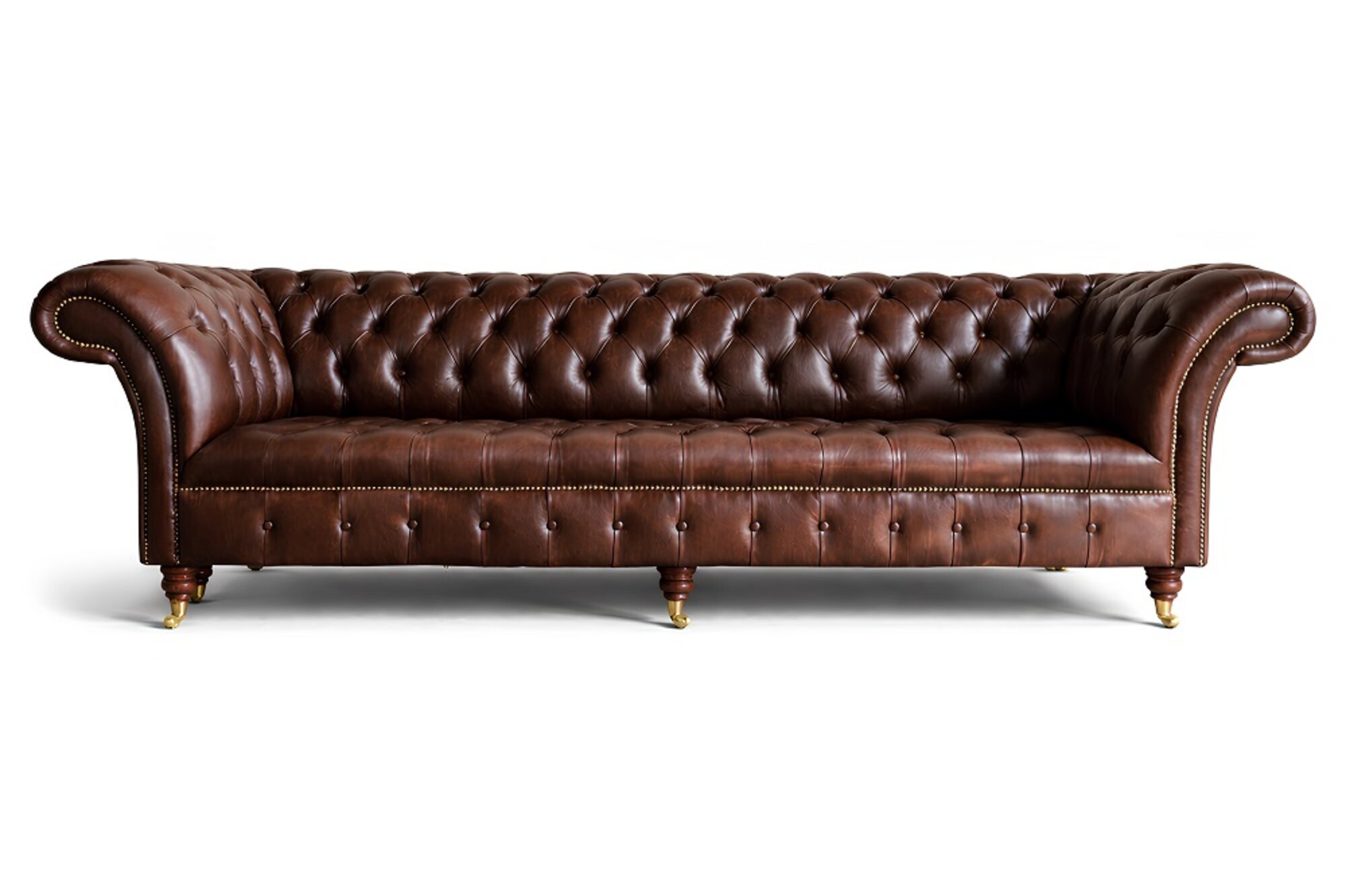 Chesterfield Braun Couch Sofa Polster 4 Sitzer Couchen Sitz 100% Leder Sofort