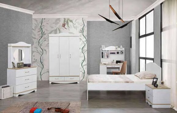 Komplett Jugendzimmer Kinderzimmer Set Bett Kleiderschrank Kommode 5tlg Möbel