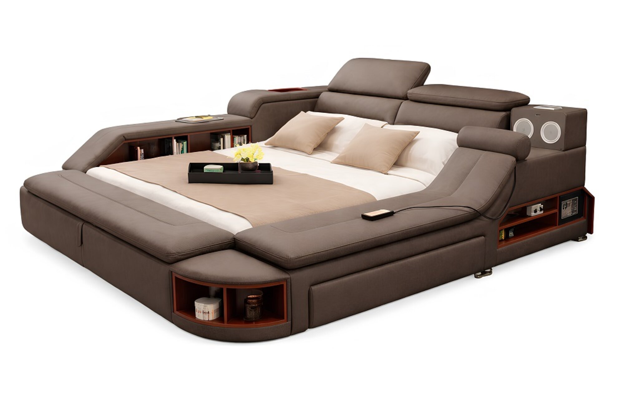 Luxus Bett 180x200 Multifunktion Schlafzimmer Liege Regale Neu Audio Sofort