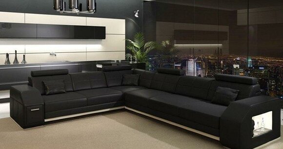 Wohnlandschaft Designer Sofa Couch Big Polster Leder Sofas Eck Ecke