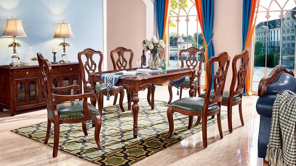 Komplett Set Esstisch +6 Stühle Esszimmer Set Ess Gruppe Holz Tisch 7tlg