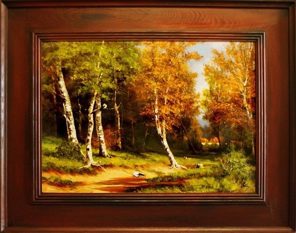 Gemälde Natur Wald Öl Handarbeit Ölbild Bild Ölbilder Rahmen Bilder G15944