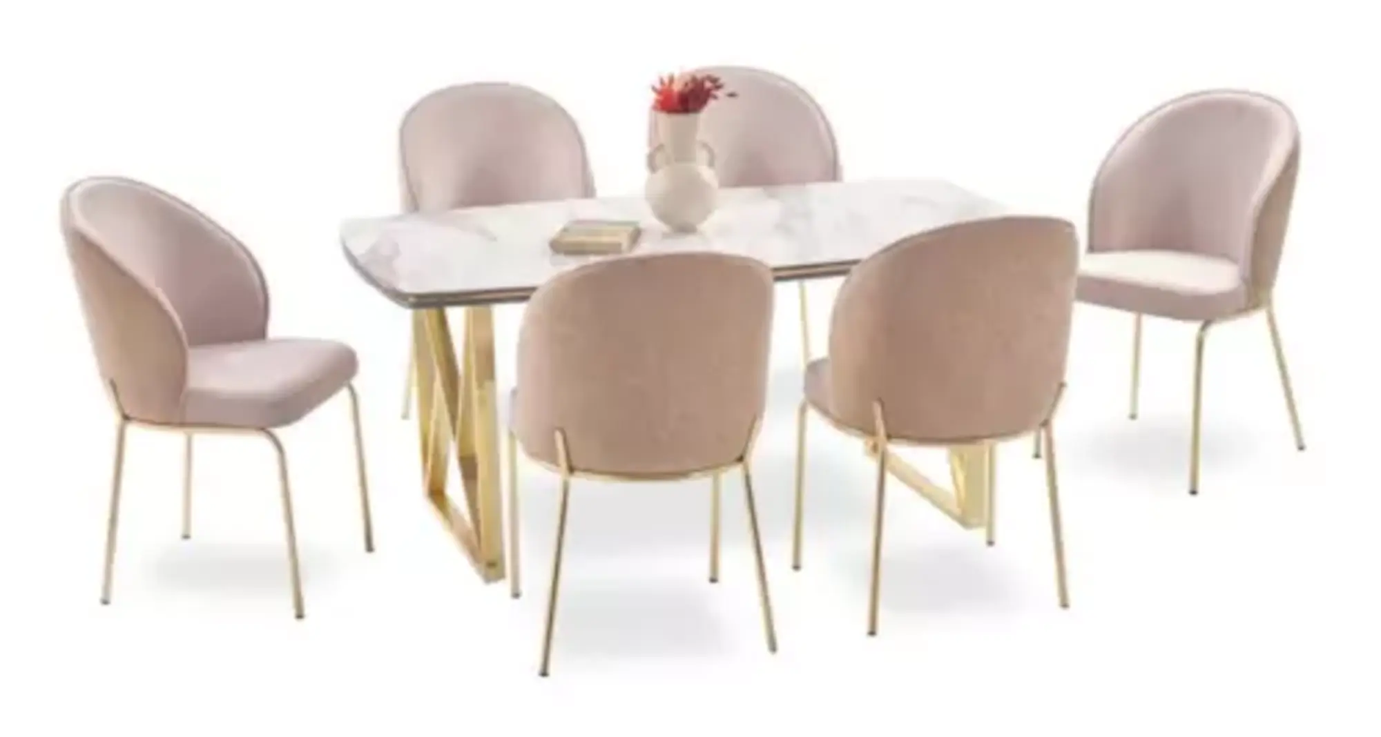 Eleganter beige gepolsterter Esszimmerstuhl Einzelsitz stuhl Set 6tlg