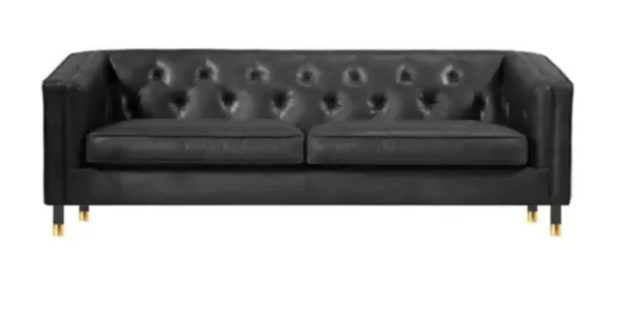 Schwarz Chesterfield Dreisitzer Modern Design Leder Sofa xxl big Möbel 230cm Neu