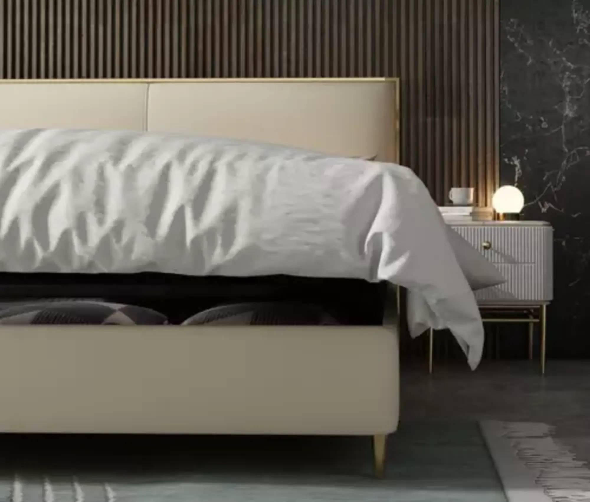 Bett Polster Design Luxus Doppel Betten Beige180x200cm Schlaf Zimmer Leder Hotel
