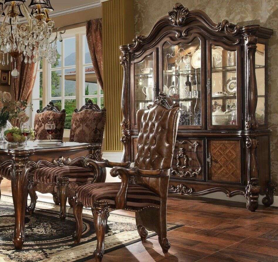 Luxus Vitrine Vitrinen Schrank Holz Eckschrank Eckvitrine Glas Neu Barock