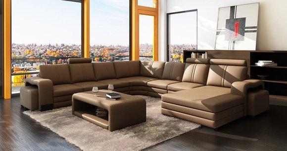 XXL Multifunktions Ledercouch Couch Big Sofa Polster Ecksofa Moderne