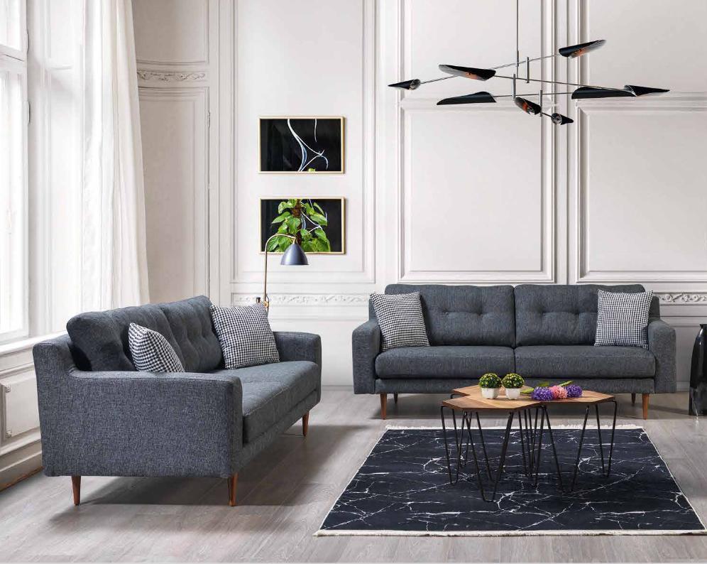 Graue Wohnzimmer Couchgarnitur Luxuriöse 2x Polstersofas Textil Möbel