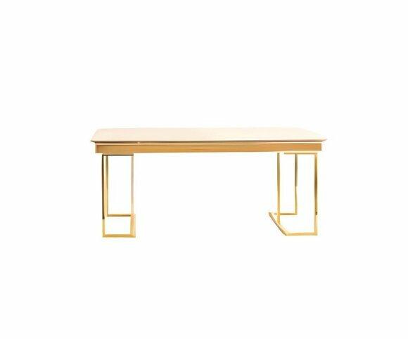 Beige-Goldener Esszimmertisch Designer Küchenmöbel Stilvolle Einrichtung
