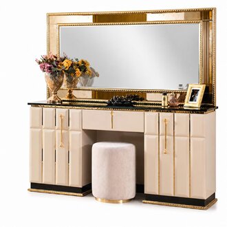 Modern Schminktisch Beige Schlafzimmer Möbel Schminktisch mit Spiegel Sofort