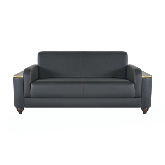 Sofa 2-Sitzer Arbeitszimmer Modern Design Schwarz Einfarbig Wohnzimmer