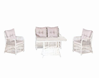 Moderne Gartenmöbel 4tlg. Tisch Sessel Hocker Veranda Sofa Garnitur