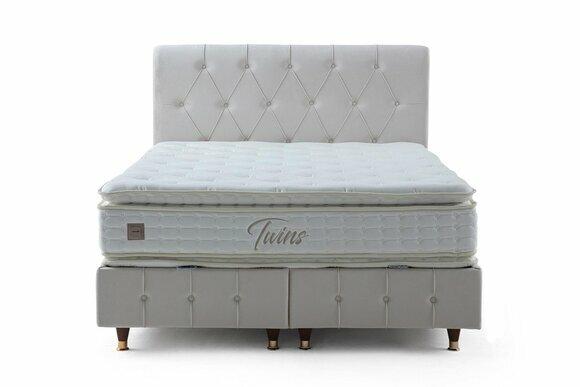Weißes Chesterfield Bettgestell Designer Polsterbett Rechteckiges Bett