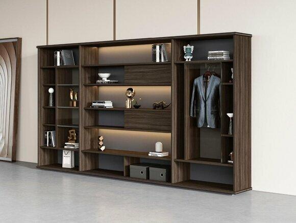 Dunkelbrauner Büroschrank Großes Büroregal Arbeitszimmer Holz Möbel