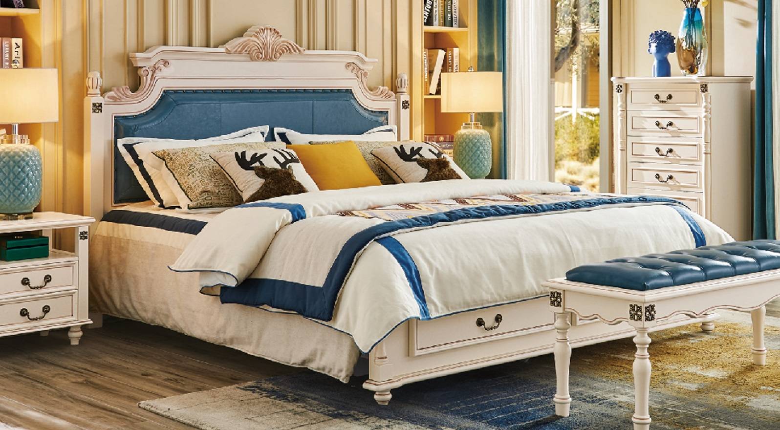 Bett Polster Design Luxus Doppel Hotel Betten Schlafzimmer Barock Holz